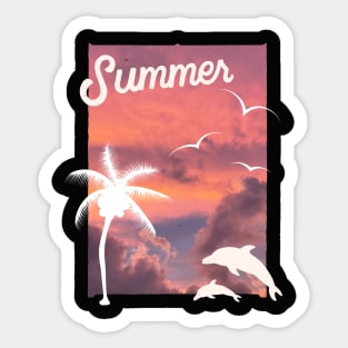 Hello summer Beach summertime Adventure travel lover palm tree sun Sticker